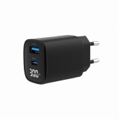 ALIMENTATOR retea 220V GEMBIRD, universal, 1 x USB Type-C D 30W, 1 x USB-A 3.0  QC 20W, LCD display, negru