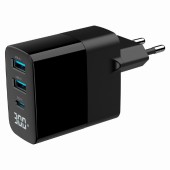 ALIMENTATOR retea 220V GEMBIRD, universal, 1 x USB Type-C D 30W, 2 x USB-A 3.0  QC 18W, LCD display, tehnologie GaN, negru