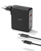 Alimentator retea Aukey, PA-B7O BK, 140W, fast charge, 2 x USB-C, 1 x USB-A, negru,  - 689323785780
