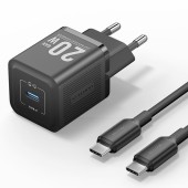 Alimentator retea Vention, 20W, PD 20W, 1 x USB-C, Cablu USB-C 1m inclus, negru,  - 6922794786233