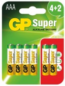 Baterie GP Batteries, Super Alcalina AAA 1.5V alcalina, blister 6 buc. 