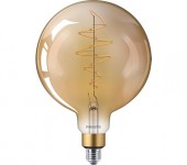 BEC LED Philips, soclu E27, putere 7W, forma sferic, lumina flacara, alimentare 220 - 240 V