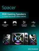 BOXE SPACER Gaming 2.1, RMS: 11W, control volum, bass si inalte, subwoofer lemn MDF, 14 x LED, USB power, black,  43501938