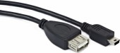 CABLU adaptor OTG GEMBIRD, pt. smartphone, Mini-USB 2.0 la USB 2.0, 15cm, asigura conectarea telef. la o tastatura, mouse, HUB, stick, etc., negru