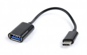 CABLU adaptor OTG GEMBIRD, pt. smartphone, USB 2.0 Type-C la USB 2.0, 16cm, asigura conectarea telef. la o tastatura, mouse, HUB, stick, etc., negru