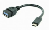 CABLU adaptor OTG GEMBIRD, pt. smartphone, USB 3.0 Type-C la USB 3.0, 20cm, asigura conectarea telef. la o tastatura, mouse, HUB, stick, etc., negru