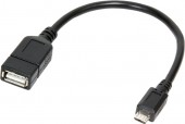 CABLU adaptor OTG LOGILINK, pt. smartphone, Micro-USB 2.0 la USB 2.0, 20cm, asigura conectarea telef. la o tastatura, HUB, stick, etc., negru