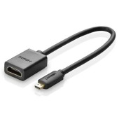 CABLU ADAPTOR video Ugreen, micro HDMI la HDMI, rezolutie maxima 4K/60Hz, HDMI 2.0, 0.2 m, negru  - 6957303821341