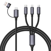 CABLU alimentare GEMBIRD, pt. smartphone, USB 2.0 + USB 2.0 Type-C la USB 2.0 Type-C + Lightning + micro-USB, 1.5m, protectie silicon, negru