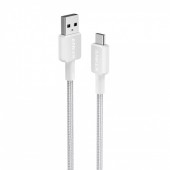 Cablu alimentare si date Anker, USB-A la USB Type-C, 0.9m rata transfer 480 Mbps, invelis nylon, braided, alb,  - 0194644138974