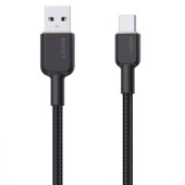 Cablu alimentare si date Aukey, USB Type-A la USB Type-C, 1.8m, 480 Mbps, 60W, nylon, negru,  -689323785889