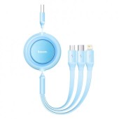 CABLU alimentare si date Baseus Bright Mirror 2, retractabil 3-in-1, pt smartphone,USB la Micro-USB+Lightning + USB Type-C 3.5A, 1.1m, albastru  - 6932172609047