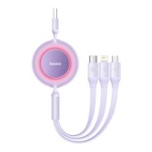 CABLU alimentare si date Baseus Bright Mirror 2, retractabil 3-in-1, pt smartphone,USB la Micro-USB+Lightning + USB Type-C 66W, 1.1m, violet  - 6932172609115