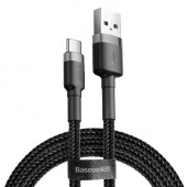 CABLU alimentare si date Baseus Cafule, Fast Charging Data Cable pt. smartphone, USB la USB Type-C 18W, 0.5m, gri + negru  - 6953156278189