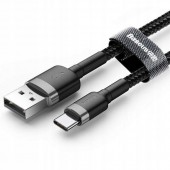 CABLU alimentare si date Baseus Cafule, Fast Charging Data Cable pt. smartphone, USB la USB Type-C 3A, 1m, gri + negru  - 6953156278202