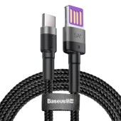 CABLU alimentare si date Baseus Cafule HW, Fast Charging Data Cable pt. smartphone, double side USB la USB Type-C 40W, braided, 1m, gri  - 6953156293564