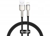 CABLU alimentare si date Baseus Cafule Metal, Fast Charging Data Cable pt. smartphone, USB la Lightning Iphone 2.4A, braided, 0.25m, negru  - 6953156202238
