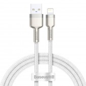 CABLU alimentare si date Baseus Cafule Metal, Fast Charging Data Cable pt. smartphone, USB la Lightning Iphone 2.4A, braided, 1m, alb  - 6953156202252