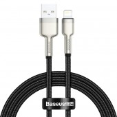 CABLU alimentare si date Baseus Cafule Metal, Fast Charging Data Cable pt. smartphone, USB la Lightning Iphone 2.4A, braided, 1m, negru  - 6953156202245