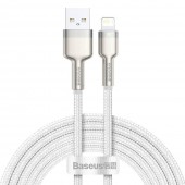 CABLU alimentare si date Baseus Cafule Metal, Fast Charging Data Cable pt. smartphone, USB la Lightning Iphone 2.4A, braided, 2m, alb  - 6953156202290