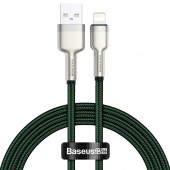 CABLU alimentare si date Baseus Cafule Metal, Fast Charging Data Cable pt. smartphone, USB la Lightning Iphone 2.4A, braided, 2m, verde  - 6953156202313