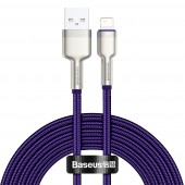 CABLU alimentare si date Baseus Cafule Metal, Fast Charging Data Cable pt. smartphone, USB la Lightning Iphone 2.4A, braided, 2m, violet  - 6953156202306