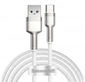 CABLU alimentare si date Baseus Cafule Metal, Fast Charging Data Cable pt. smartphone, USB la USB Type-C 66W, 2m, alb  - 6953156209787