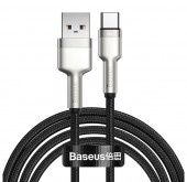 CABLU alimentare si date Baseus Cafule Metal, Fast Charging Data Cable pt. smartphone, USB la USB Type-C 66W, 2m, negru  - 6953156209770