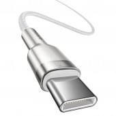 CABLU alimentare si date Baseus Cafule Metal, Fast Charging Data Cable pt. smartphone, USB Type-C la USB Type-C 100W, braided, 1m, alb  - 6953156202337