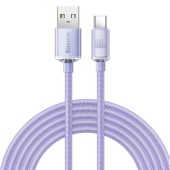 CABLU alimentare si date Baseus Crystal Shine, Fast Charging Data Cable pt. smartphone, USB la USB Type-C 100W, 1.2m, violet  - 6932172602826