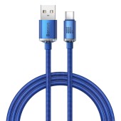 CABLU alimentare si date Baseus Crystal Shine, Fast Charging Data Cable pt. smartphone, USB la USB Type-C 100W, 2m, braided, albastru  - 6932172602840