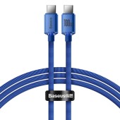CABLU alimentare si date Baseus Crystal Shine, Fast Charging Data Cable pt. smartphone, USB Type-C la USB Type-C 100W, 1.2m, albastru  - 6932172602871