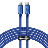 CABLU alimentare si date Baseus Crystal Shine, Fast Charging Data Cable pt. smartphone, USB Type-C la USB Type-C 100W, 2m, albastru  - 6932172602901