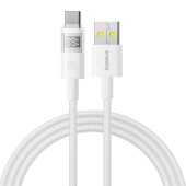 CABLU alimentare si date Baseus Display, Fast Charging Data Cable pt. smartphone, USB la USB Type-C 100W, braided, 1m, alb  - 6932172682361
