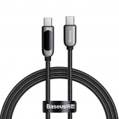 CABLU alimentare si date Baseus Display, Fast Charging Data Cable pt. smartphone, USB Type-C la USB Type-C 100W, braided, display, 1m, negru  - 6953156206571