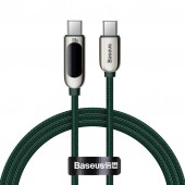 CABLU alimentare si date Baseus Display, Fast Charging Data Cable pt. smartphone, USB Type-C la USB Type-C 100W, braided, display, 1m,verde  - 6953156206588