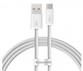CABLU alimentare si date Baseus Dynamic, Fast Charging Data Cable pt. smartphone, USB la USB Type-C 100W, brodat, 1m, alb  - 6932172607456