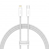 CABLU alimentare si date Baseus Dynamic, Fast Charging Data Cable pt. smartphone, USB Type-C la Lightning Iphone PD 20W, braided, 1m, alb  - 6932172601881