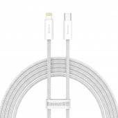 CABLU alimentare si date Baseus Dynamic, Fast Charging Data Cable pt. smartphone, USB Type-C la Lightning Iphone PD 20W, braided, 2m, alb  - 6932172601935