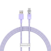 CABLU alimentare si date Baseus Explorer, Fast Charging Data Cable pt. smartphone, USB la USB Type-C 100W, senzor de temperatura, braided, 1m, violet  - 6932172629120