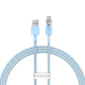 CABLU alimentare si date Baseus Explorer, Fast Charging Data Cable pt. smartphone, USB la USB Type-C 100W, senzor de temperatura, braided, 2m, albastru  - 6932172629175
