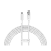 CABLU alimentare si date Baseus Explorer, Fast Charging Data Cable pt. smartphone, USB Type-C la USB Type-C 100W, 1m, control smart al temperaturii, brodat, alb  - 6932172642822