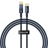 CABLU alimentare si date Baseus Explorer, Fast Charging Data Cable pt. smartphone, USB Type-C la USB Type-C 100W, oprire automata incarcare, braided, 1m, albastru