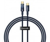 CABLU alimentare si date Baseus Explorer, Fast Charging Data Cable pt. smartphone, USB Type-C la USB Type-C 100W, oprire automata incarcare, braided, 2m, albastru  - 6932172660604