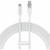 CABLU alimentare si date Baseus, Explorer Smart Temperature Control, Fast Charging Data Cable pt. smartphone, USB Type-C la USB Type-C, 100W, braided, 2m, alb,  - 6932172642860