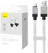 CABLU alimentare si date Baseus, Fast Charging Data Cable pt. smartphone, USB la USB Type-C, 100W, 2m, alb,  - 6932172626853