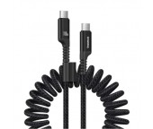 CABLU alimentare si date Baseus Fish-eye, Fast Charging Data Cable pt. smartphone, USB Type-C la USB Type-C 100W, spiralat, 1m, negru  - 6932172658007