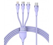 CABLU alimentare si date Baseus Flash Series II One-for-three, pt. smartphone, USB la Micro-USB+Lightning+USB Type-C 100W, 1.2m, violet  - 6932172608736