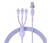 CABLU alimentare si date Baseus Flash Series II One-for-three, pt. smartphone, USB si USB Type-C la Micro-USB+Lightning+USB Type-C 100W, 1.2m, violet  - 6932172608767