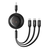 CABLU alimentare si date Baseus Free2Draw, Fast Charging Data Cable pt. smartphone, retractabil, USB la  Micro-USB+Lightning + USB Type-C 100W, 1.1m, negru  - 6932172656430